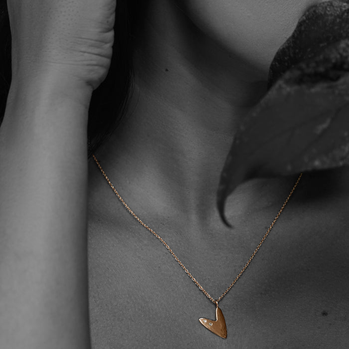 Rock and Roll Heart Necklace in Gold and Diamonds