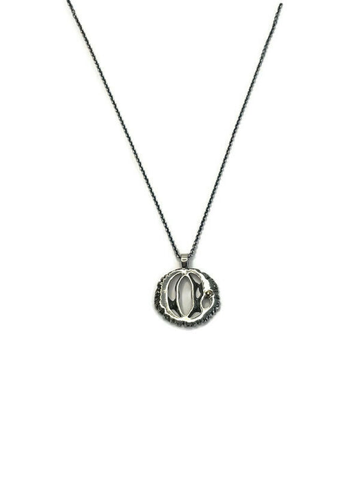 SEED NECKLACE IN OXIDIZED STERLING SILVER AND 14K YELLOW BEAD