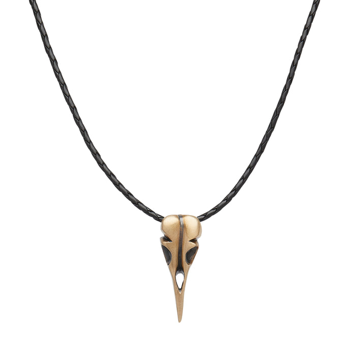 BIRD SKULL BRUSHED BRONZE ON LEATHER
